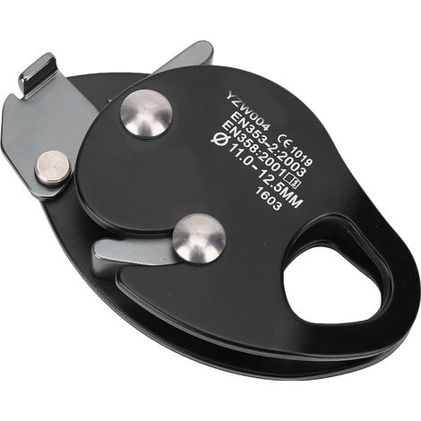 Descendeur Autobloquant avec Mâchoire de Sécurité pour Corde 11-12.5mm - Équipement d'Escalade et de Sauvetage (Noir) (1/5)