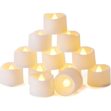 Candele a LED - Creano un'atmosfera da fiaba - Sicure, funzionano a batteria - Perfette per matrimoni, compleanni, Natale - Set da 12 - 3,2 x 3,6 cm (1/5)