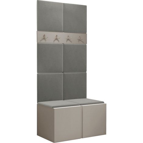 Conjunto para recibidor Pinis IV, Polo 894, 186x84x46cm, Tapiz, Aglomerado laminado, Colocada, Montada en la pared (1/5)