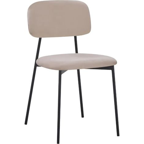 Set 4 Sedie Shen in vellutino taupè e gambe in metallo nero 44x49x78H (1/4)