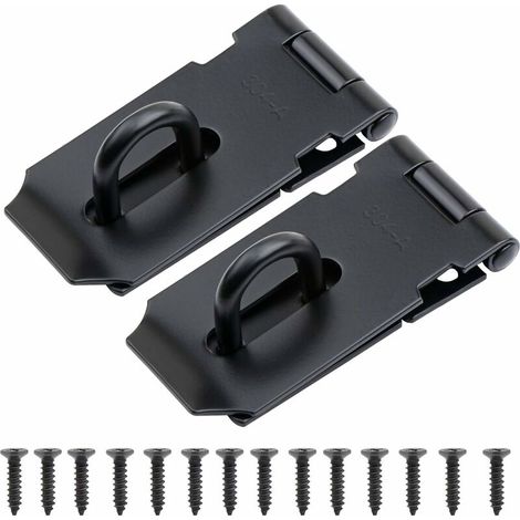 Porte-cadenas, fermeture de coffres et portesLot de 2 cadenas en acier inoxydable de 7,6 cm avec vis,Noir (1/5)