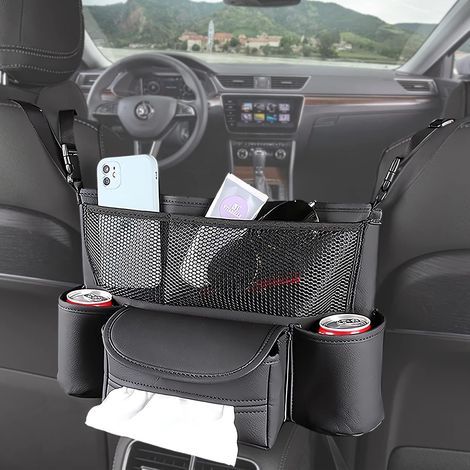 Organizador de coche entre los asientos delanteros, bolsa de almacenamiento para coche, soporte para bolso de mano para asientos de coche, organizador de asiento de coche, tela, teléfono (1/5)