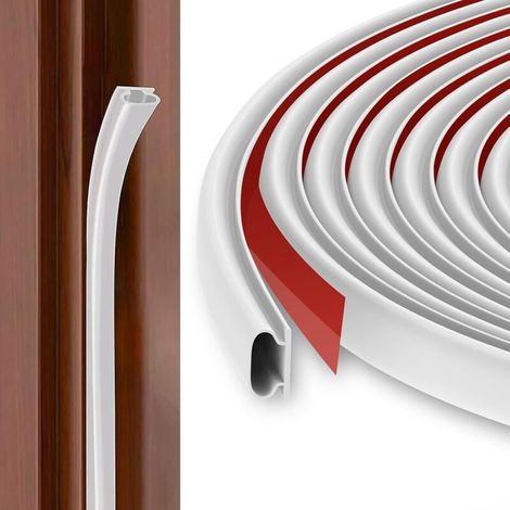 [NIEMALS VERWENDET] Tür- und Fensterdichtung für Kälte- und Schalldämmung (Weiß, 6 m), Türdichtung Typ D aus Gummi, selbstklebender Türdichtungsstreifen aus TPE.