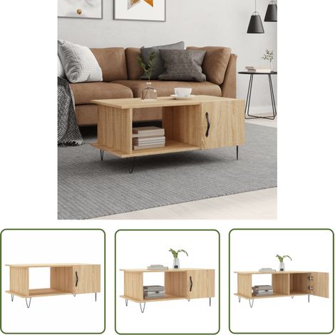 The Living Store Table basse chêne sonoma 90x50x40 cm bois d'ingénierie - Table Basse - Meuble Salon - Table D'appoint - Table Latéral - Style Moderne (1/5)