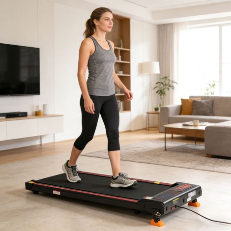 Elektrisches 2-in-1 Walking Pad 1-6 km/h, 4 Neigungsstufen, App und Fernbedienung, LED-Display, max. 110 kg LINHOO