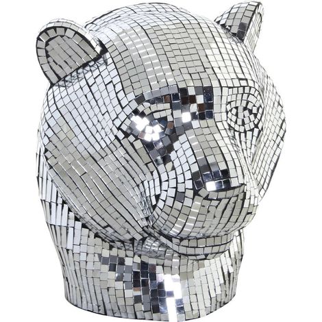 Sculpture léopard argenté décoratif en résine - Argent chromé (1/3)