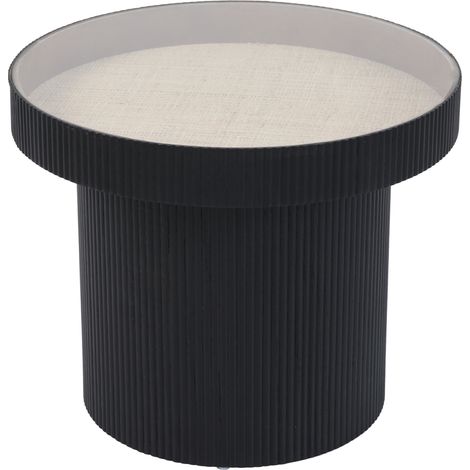 SVITA MIGUEL Beistelltisch mit Glas Coffeetable Couchtisch klein rund Schwarz
