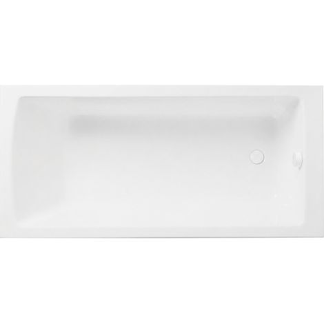 Bañera rectangular de 170x75cm con patas VITRA Neon blancas + desagüe WIRQUIN con tapa y desagüe blanco.