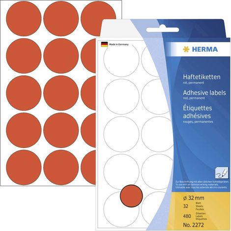 Herma 2272 Pastilles Ø 32 mm rouge 480 pc(s) fixation permanente papier (1/4)