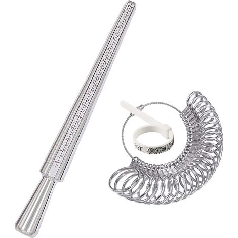 Outil de mesure de bague, mandrin de bague en aluminium double taille de mesure en métal, kit d'outils de réglage pour homme et femme, Alliage d'aluminium (1/5)