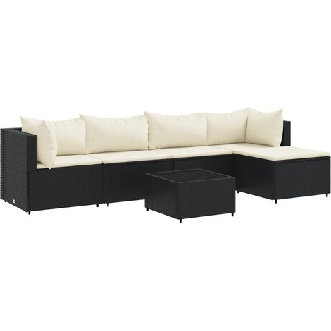 Maison Exclusive - 6-tlg. Garten-Lounge-Set mit Kissen Schwarz Po