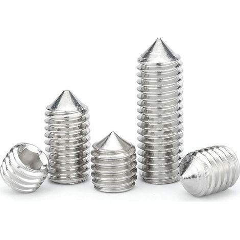 20 pcs Vis sans tête coniques M6×20mm, acier inoxydable 304, rainure hexagonale, pour poignées de porte, robinets, luminaires (1/3)