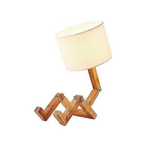 Einzigartige Tischleuchte, cooles Holzdesign mit kreativem Schwenkarm, schicke Schreibtischleuchte zum Lesen im Schlafzimmer, originelle Tischleuchte mit verstellbaren Gelenken fürs Wohnzimmer