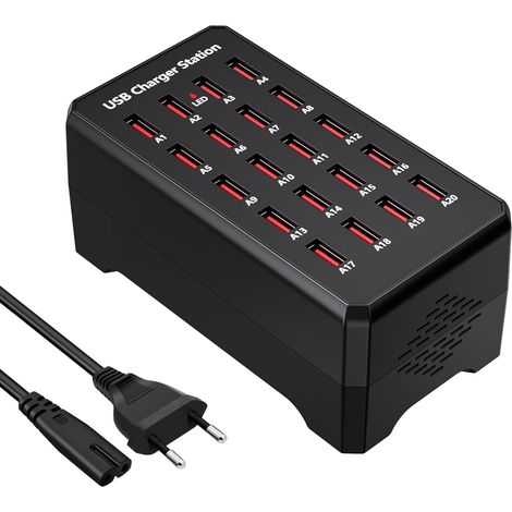 Chargeur USB Multiple, 20 Ports USB A Multi-Fonctions, 100W Multi Chargeur,Compatible avec 12/13/14/15/16/22/23/24/25/Tablets (1/5)