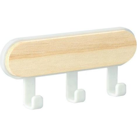 Fort auto-adhésif porte crochet mural en bois ABS porte-chapeau clé cintre organisateur mural cuisine salle de bain accessoires 1 pièces (blanc) (1/5)