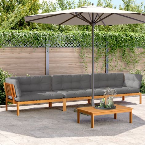 Teenpull – 4-tlg. Garten-Sofagarnitur aus Paletten mit Kissen Akazienholz (1/5)