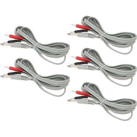 5 fils d'électrodes TENS avec connecteurs 6.35 mm pour appareil de massage, lot de 5 câbles de 1.8 mètres (1/5)