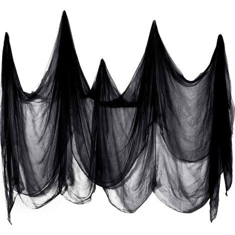 Décoration Halloween tissu mousseline coton, intérieur extérieur, porte et maison (noir, 2,15 × 5 m) (1/5)