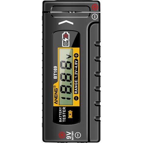 Probador digital universal de baterías BT169 para baterías de litio de 3,7 V y baterías domésticas de 1,5 V/9 V, AAA, CD, 18650, 21700 y pilas de botón. (1/5)