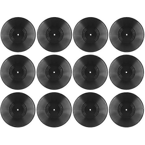 Lot de 12 disques vinyles vierges de 18 cm (7 pouces) pour décoration, faux disques rétro pour soirée rock'n'roll, présentoir mural pour studio à domicile (1/5)