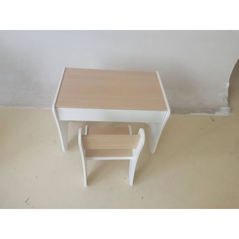AIYAPLAY Set Tavolo Bambini con Sedia in Legno, Cassetto, 3-8 Anni, Bianco (1/5)
