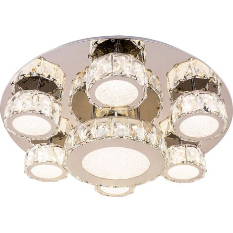 Plafonnier Chrome K9 Cristaux 7x LED 4000K