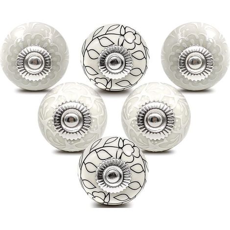 Bouton de Meuble Porcelaine Poignee Commode Ceramique Boutons de Porte Vintage pour Placard Tiroir (6 Pièces) (1/5)
