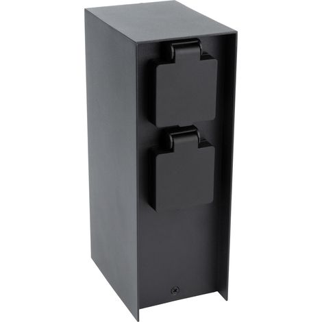 Borne de jardin à fixer 4x16A IP44 - Aluminium Noir - Zenitech