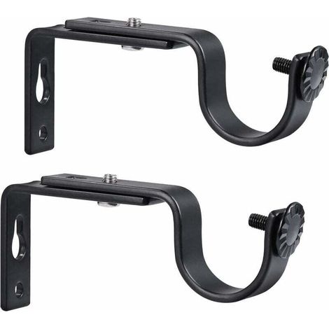 Support de tringle à rideaux réglable – Fer forgé noir – Ensemble de 2 pièces – Installation facile, support stable pour les rideaux