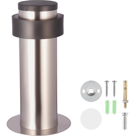 En Inox Butee De Porte, MéTal Bloc Porte, Avec Pare-Chocs En Caoutchouc Vis Et Colle 3m, 3 MéThodes D'Installation, Pour Tous Les Sols Durs (Argent/Silver, 6cm/2.36in) (1/5)
