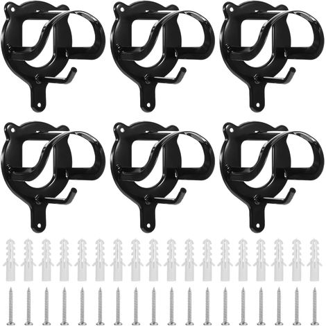 CCYKXALot de 6 supports de bride de cheval, crochets de brides, crochets de rangement, support de bride en métal avec tubes et vis pour fournitures, noir (1/5)