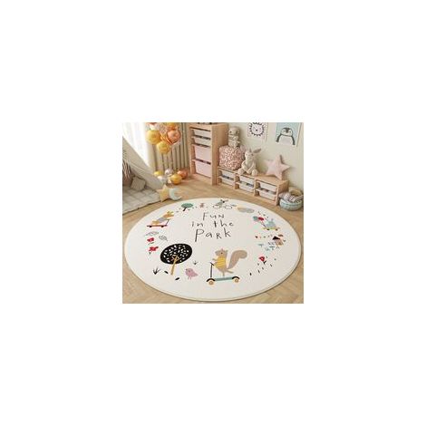 Tapis rond lavable 60 cm – Polyester doux imitant la laine – Coussinets protecteurs pour enfants – Tapis de jeu pour salon et chambre (1/5)