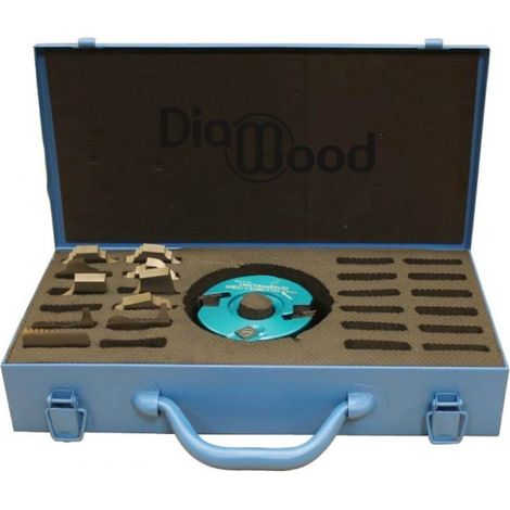 Diamwood – Coffret P.O. à profiler D. 100 mm – Alésage 30 mm – Hauteur 50 mm – 6 jeux de fers profilés pour menuiserie