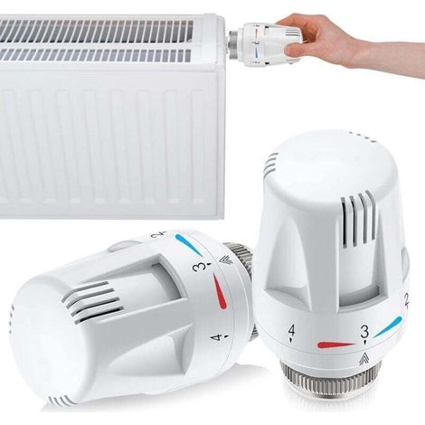 Tête thermostatique de radiateur - Valve de radiateur - Valve de radiateur : 2 pièces - Tête thermostatique de radiateur - Tête de rechange - Thermostat de radiateur M30 x 1,5 - Thermostat de (1/5)