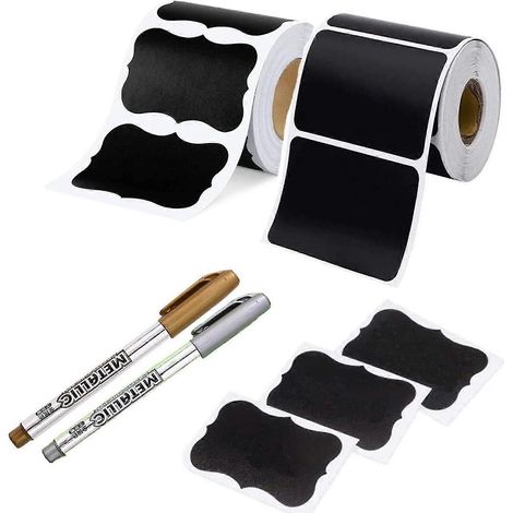 Étiquettes tableau noir, étiquettes autocollantes noires pour bocaux, étiquettes tableau noir imperméables, étiquettes tableau noir réutilisables (1/4)