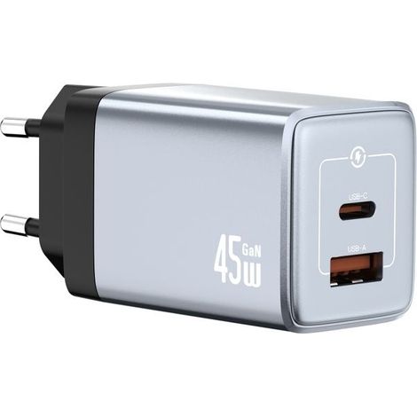 Caricabatterie rapido nextbatt 45w usb cusb a - nerogrigio