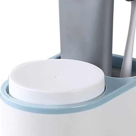 Ensemble de deux porte-gobelets magnétiques pour bain de bouche - porte-brosse à dents et porte-dentifrice - bleu (1/5)