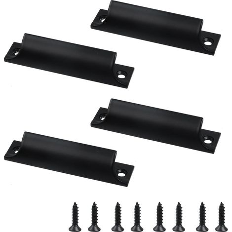 Ensemble de 4 poignées en aluminium pour fenêtres coulissantes et tiroirs - Noir (1/5)