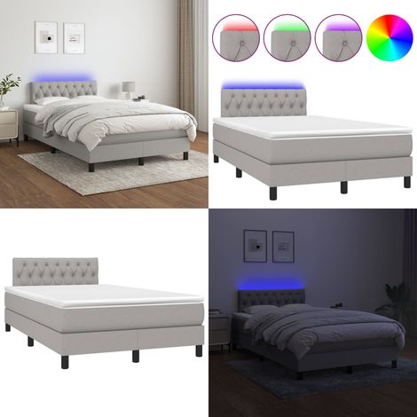 Boxspringbett mit Matratze & LED Hellgrau 120x200 cm Stoff - Boxspringbett - Doppelbett - Schlafsystem - Lattenrost - Bettauflage - Home & Living (1/5)