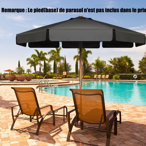 Parasol Inclinable Ø300x253CM avec Manivelle Anti-UV Protection Solaire Toile Polyester Imperméable à Rabats Gris (1/3)