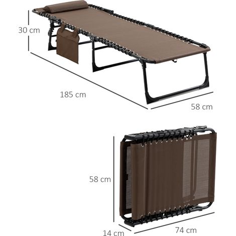 Transat pliant, chaise longue de jardin avec appui-tête et poche latérale, chaise longue avec dossier réglable 5 positions, chaise longue de camping résistante aux intempéries, charge maximale 120 kg, (1/5)