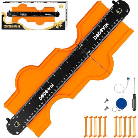 Jauge de Contour Connectable 25+12 cm, Copieur de Profil Parquet Copieur de Forme pour Mesurer les Contours, Tracer les Découpes, Parquet, Carrelage, Bricolage (1/5)