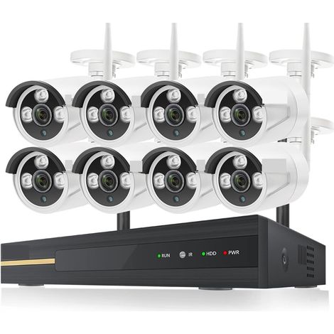 Système de caméra de sécurité à domicile 8CH NVR 3MP système de caméra sans fil enregistrement Audio extérieur étanche P2P Wifi sécurité IP caméra ensemble Kit de Surveillance vidéo ( Size : None , Co (1/5)