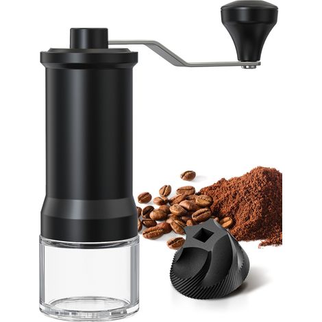 Molinillo de café manual con capacidad para 25 g, con muelas cónicas de cerámica, 30 niveles de molienda, molinillo de café espresso portátil para viajes, manivela y cepillo de limpieza.