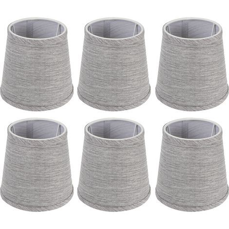 Set aus 6 modernen Stofflampenschirmen mit Innenfolie, europäischer Stil, für Kronleuchter oder Wandleuchten mit E14-Fassung. (1/5)