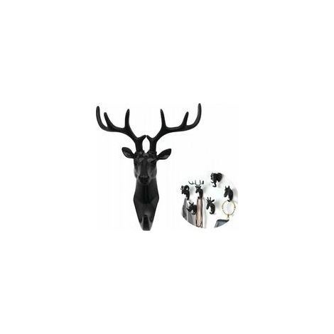 Crochet mural porte-manteau et porte-serviettes, motif animal cerf noir –