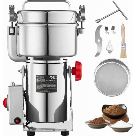 Moulin à grains électrique 1000g, broyeur d'épices 3000W, pulvérisateur en acier inoxydable, pour céréales, café, maïs, poivre, type balancé (1/5)