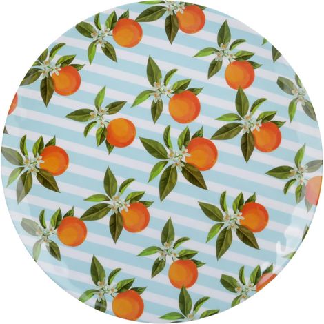 Assiette de service en mélamine ronde oranges (1/4)