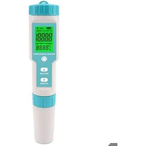 Testeur de salinité et pH pour piscine - - 5-en-1 - Numérique - Salinité 0-9990 ppm - pH 0,00-14,00 - Écran LCD Femeo (1/4)