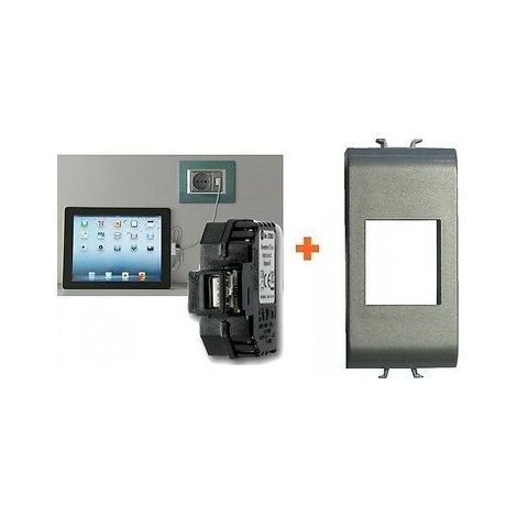 Fanton caricatore USB A incasso Gewiss Chorus titanio grigio - 82891-GT